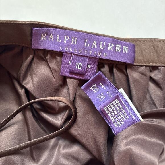 Ralph Lauren Purple Label Brown Silk Flared Mini Skirt Bubble Flare Runway 2007 - Picture 6 of 16